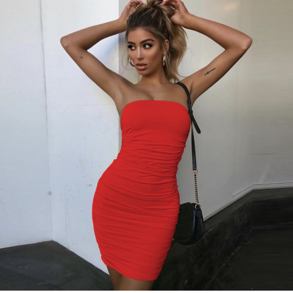 H&M orange tube top dress bodycon Medium